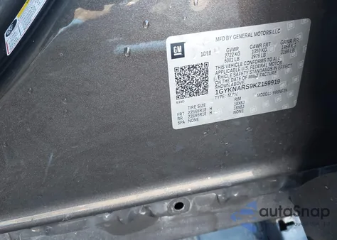 2019 Cadillac Xt5 Standard z USA, uszkodzony, nr VIN 1GYKNARS9KZ159919